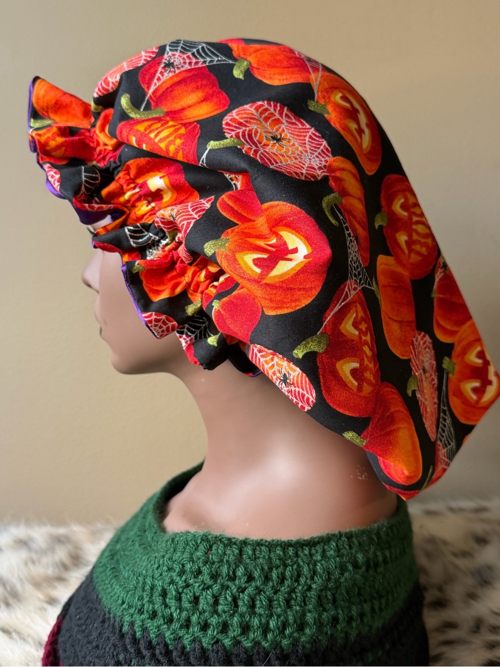 Purple and Orange Satin Bonnet